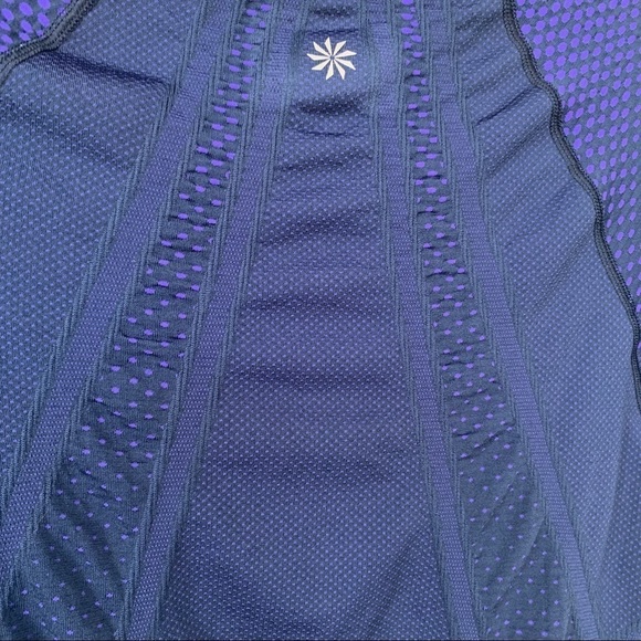 Athleta Speed Light Purple & Black Short Sleeve Top w/Ruching Size M - Picture 6 of 7